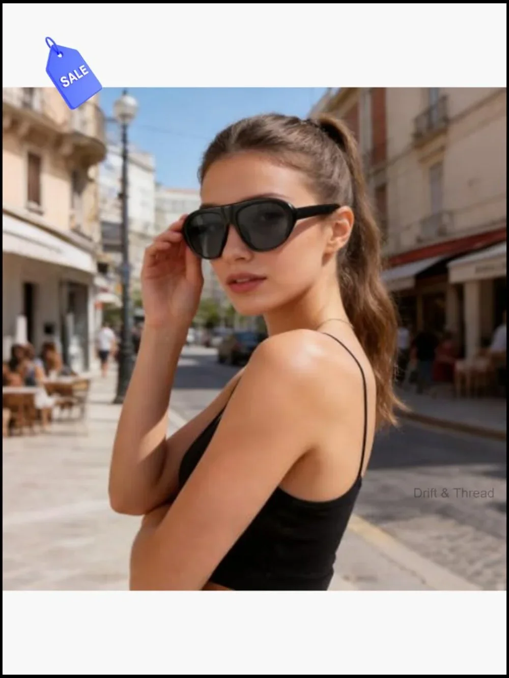 Retro Oversized Aviator Sunglasses for Women UV400 Protection
